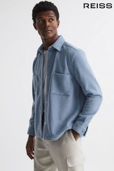 Reiss Blue Loke Long Sleeve Press Stud Brushed Overshirt (M21205) | 185 €