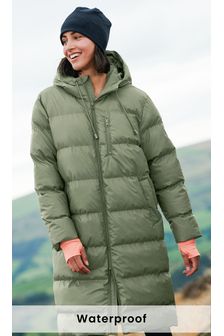 Sage Green Heatseal Rubber Long Padded Jacket (M21208) | €87
