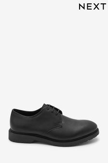 Negru - Mărimi mari - Pantofi Derby cu șiret și talpă în relief (M21233) | 252 LEI