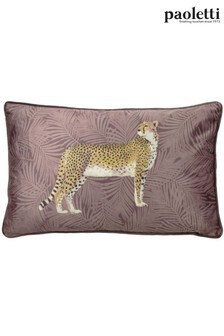 Riva Paoletti Blush Pink Cheetah Forest Velvet Polyester Filled Cushion (M21485) | ₪ 47