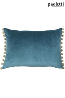 Riva Paoletti Duck Egg Blue/Natural Fiesta Velvet Polyester Filled Cushion (M21523) | 108 SAR