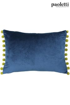 Riva Paoletti Indigo Blue/Olive Green Fiesta Velvet Polyester Filled Cushion