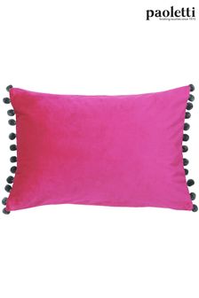 Riva Paoletti Magenta Pink/Grey Fiesta Velvet Polyester Filled Cushion