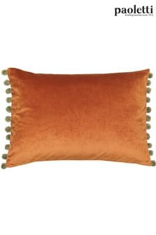 Riva Paoletti Rust Orange/Khaki Green Fiesta Velvet Polyester Filled Cushion (M21532) | ₪ 61
