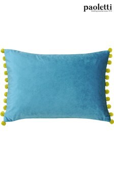 Riva Paoletti Teal Blue/Bamboo Yellow Fiesta Velvet Polyester Filled Cushion (M21534) | 64 QAR