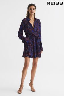 Reiss Purple Sienna Printed Mini Dress (M22045) | AED1,426