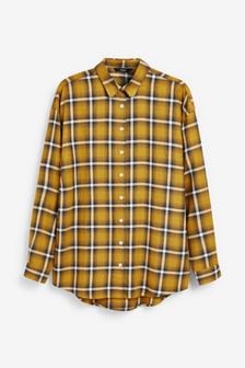 Ochre Yellow Check Boyfriend Shirt (M22077) | $62