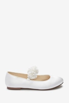 White Satin Stain Resistant Standard Fit (F) Corsage Bridesmaid Collection Occasion Shoes (M22194) | ₪ 86 - ₪ 110