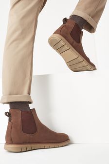 Brown Nubuck Motion Flex Chelsea Boots (M22342) | kr705