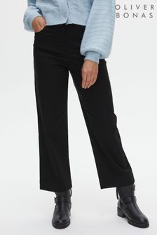 Oliver Bonas Black Cotton Twill Straight Leg Trousers (M23533) | €27