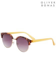 Oliver Bonas Faux Tortoiseshell And Yellow Arms Club Master Sunglasses (M23538) | $33