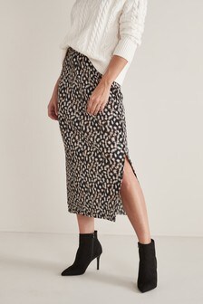 Animal Plisse Midi Skirt (M23791) | kr382
