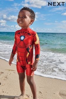  (M24312) | €21 - €27 Rosso Iron Man - Costume da bagno anti raggi UV (3 mesi - 8 anni)