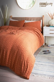 Cosmo Living Red Chevron Reversible Duvet Cover and Pillowcase Set (M24613) | €47 - €89