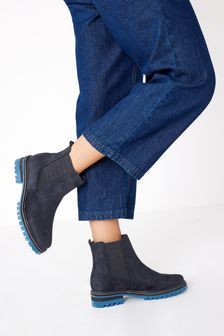 Navy Extra Wide Fit Forever Comfort® Chunky Casual Chelsea Boots (M25465) | ₪ 167