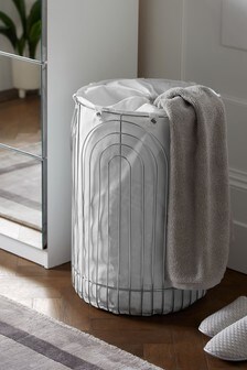 Silver Deco Laundry Hamper (M26159) | $116