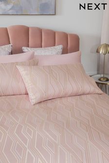 Pink Luxe Diamond Jacquard Duvet Cover and Pillowcase Set (M26235) | €59 - €99