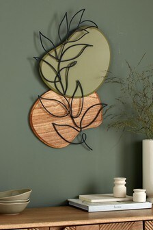 Sage Green And Wood Botanical Wall Plaque (M26369) | AED148