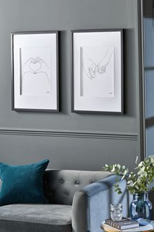 Set of 2 Black White Artist Collection 'Hands' by Louise Nisbet Framed Wall Art (M26370) | €89