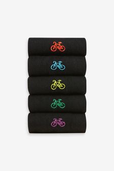 Black Bike 5 Pack Embroidered Socks (M26459) | BGN 27