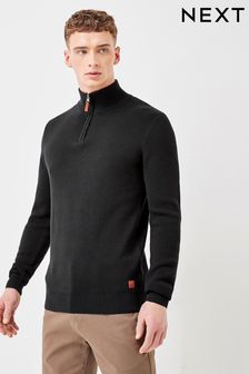 Premium-Pullover aus Baumwolle mit RV-Kragen