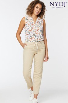 NYDJ Warm Sand Fray Hem Relaxed Ankle Trousers With Belt (M27386) | €56