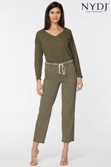 NYDJ Moss Fray Hem Relaxed Ankle Trousers With Belt (M27390) | €56