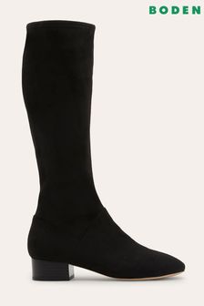 Boden Black Flat Stretch Boots