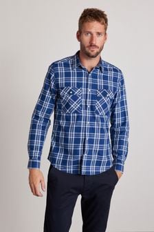 Indigo Blue Check Denim Long Sleeve Shirt (M27568) | €21.50