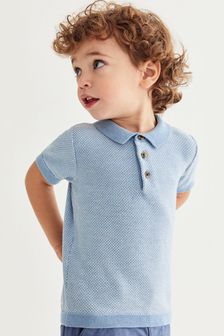 Blue Short Sleeve Textured Polo Shirt (3mths-7yrs) (M27777) | $19 - $22