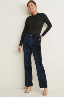 Navy Blue Velvet Wide Leg Jeans (M27790) | CA$87