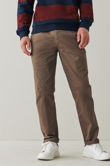 Brown Straight Fit Stretch Chino Trousers (M27843) | $38