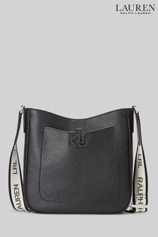 Черный - Кожаная сумка с длинным ремешком и логотипом Lauren Ralph Lauren Cameryn (M28578) | 10 446 грн