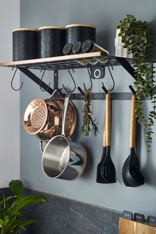 Black Bronx Wall Hanging Kitchen Pan Shelf (M28900) | 60 €