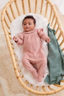 Pink Frill Baby Velour Sleepsuit (0mths-3yrs) (M29469) | €17 - €19