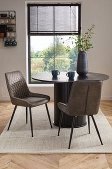 Set of 2 Monza Faux Leather Peppercorn Brown Hamilton Non Arm Dining Chairs (M29626) | €355