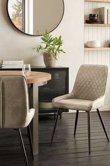 Set of 2 Monza Faux Leather Mink Natural Hamilton Non Arm Dining Chairs (M29634) | €345