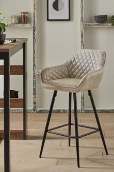 Monza Faux Leather Mink Hamilton Fixed Height Arm Kitchen Bar Stool (M29635) | €205