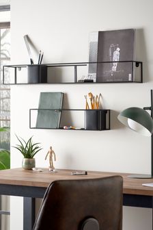 Set of 2 Black Wire Shelves With Pots (M29792) | $52