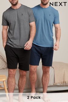 Blue/Grey Stripe Shorts Pyjama Sets 2 Pack (M31808) | €47