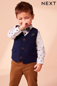 Navy Blue Waistcoat Set With Shirt & Bow Tie (3mths-7yrs) (M32378) | 132 zł - 149 zł