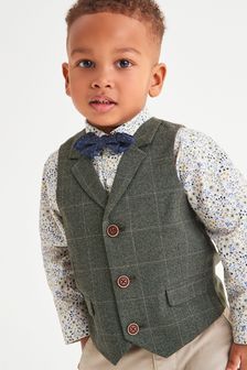 Khaki Green Waistcoat, Shirt And Bow Tie Set (3mths-12yrs) (M32380) | 36 € - 44 €