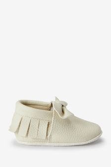 White Leather Little Luxe™ Slip-On Baby Shoes (0-18mths) (M32655) | ₪ 55