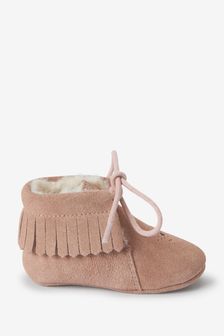 Pink Leather - Baby Little Luxe™ Fringe Baby Boots (0-18mths) (M32656) | kr186