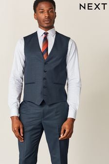 Blue Micro Patterned Wool Rich Slim Fit Suit Waistcoat (M32884) | 1,693 UAH