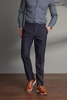 Navy Blue Regular Fit Signature 100% Wool Trousers With Motion Flex Waistband (M32902) | R922