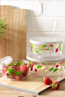Set of 3 Food Storage Tub Containers