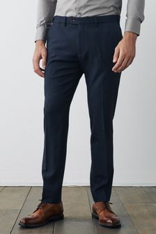 Navy Skinny Fit Motion Flex Check Trousers With Elasticated Waist (M32917) | €10