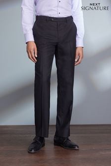 Black Regular Fit Signature 100% Wool Trousers With Motion Flex Waistband (M32922) | $91