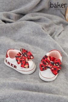Baker by Ted Baker White Leopard Bow Trainers